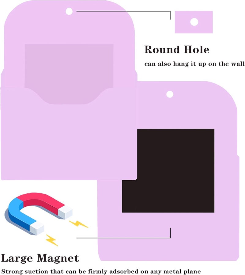 COMFYROOM Magnetic File Holder, Magnetic Paper Holder for Refrigerator, File Cabinets and Fridge, Magnetic Pocket Wall Hanging File Organizer, Magnetic File Folder Case (Purple - 2L Pack) - Image 3